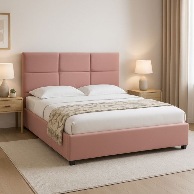Kingston Megapap velvet bed with storage space in melon pink color 160x200cm.