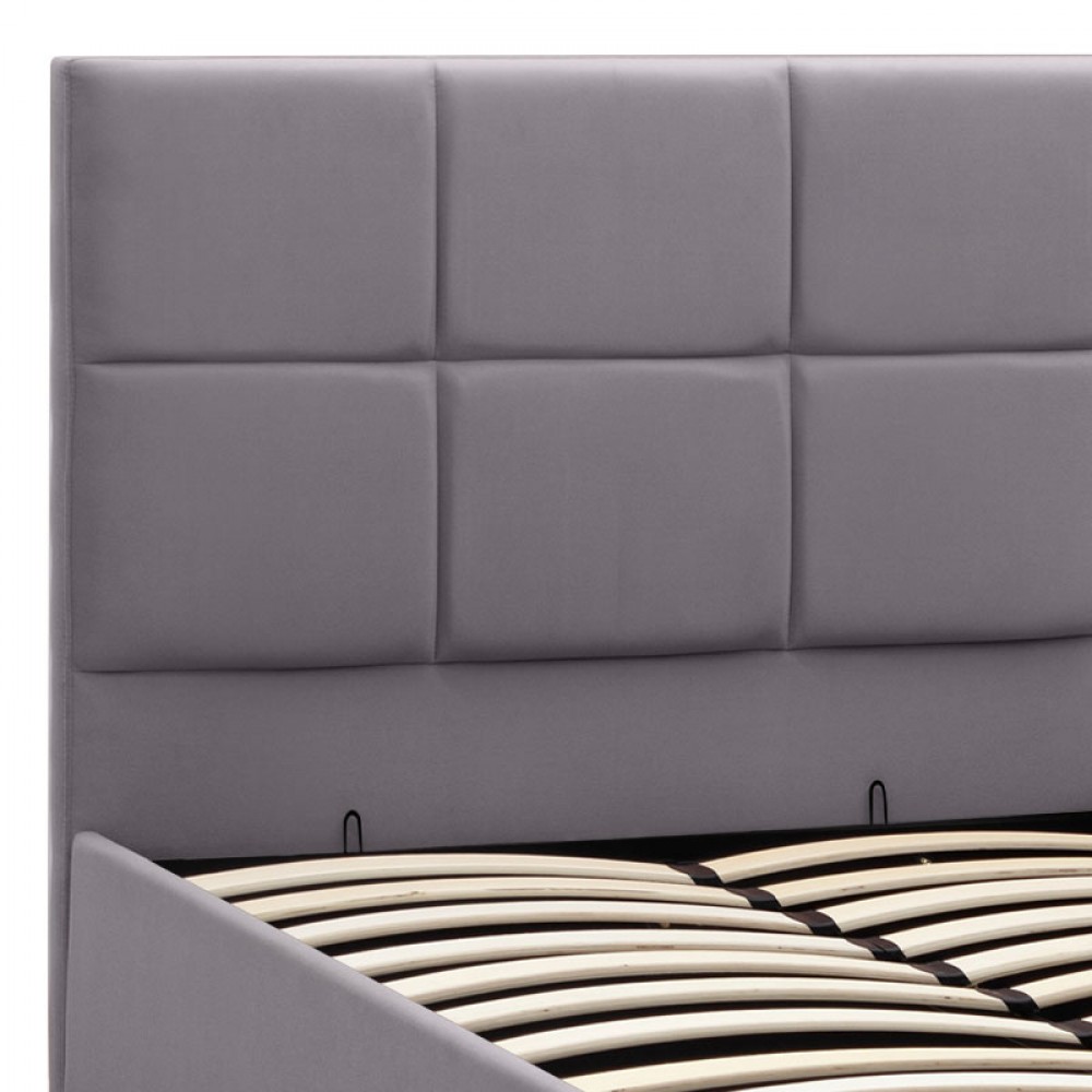 Κρεβάτι Kingston Megapap βελούδινο με αποθηκευτικό χώρο χρώμα γκρι 120x200εκ.