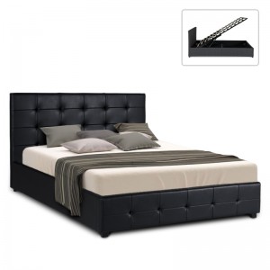 Κρεβάτι Christy Megapap διπλό με τεχνόδερμα χρώμα μαύρο 160x200εκ.