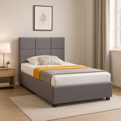 Kingston Megapap velvet bed with storage space in grey color 100x200cm.