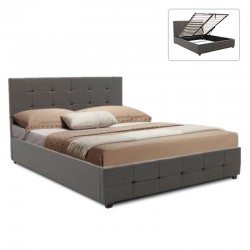 Κρεβάτι Christy Megapap διπλό υφασμάτινο σε χρώμα ανθρακί 160x200εκ.