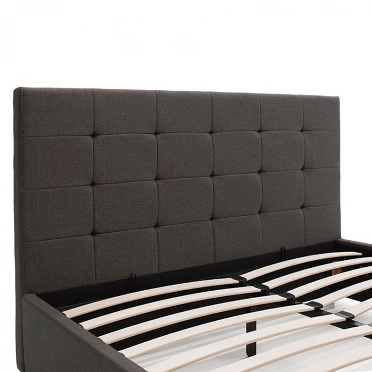 Κρεβάτι Christy Megapap διπλό υφασμάτινο χρώμα ανθρακί 160x200εκ.