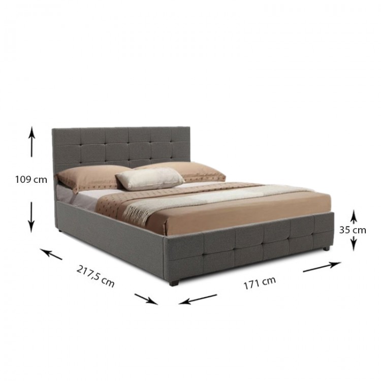Κρεβάτι Christy Megapap διπλό υφασμάτινο χρώμα ανθρακί 160x200εκ.