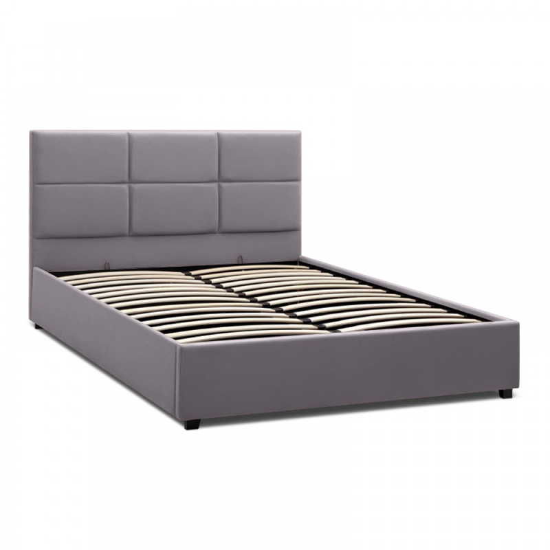 Kingston Megapap velvet bed in grey color 150x200cm.