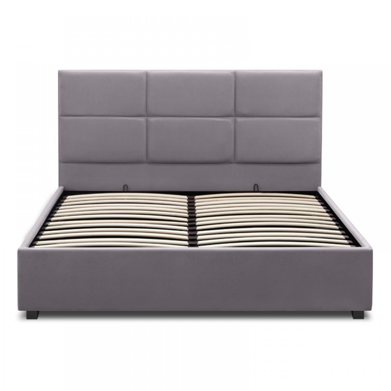 Kingston Megapap velvet bed in grey color 150x200cm.
