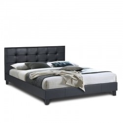 Κρεβάτι Sissy Megapap διπλό με τεχνόδερμα χρώμα μαύρο 160x200εκ.
