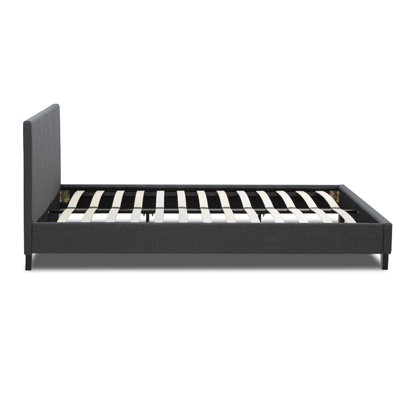 Flat Megapap fabric bed in anthracite color 140x190cm.