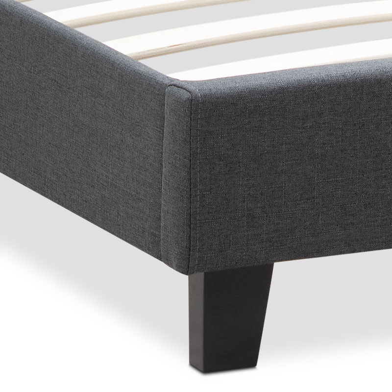 Flat Megapap fabric bed in anthracite color 140x190cm.