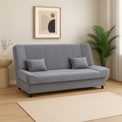 Tiko PLUS Megapap three-seater sofa - bed with storage space and fabric in grey 200x90x96εκ.