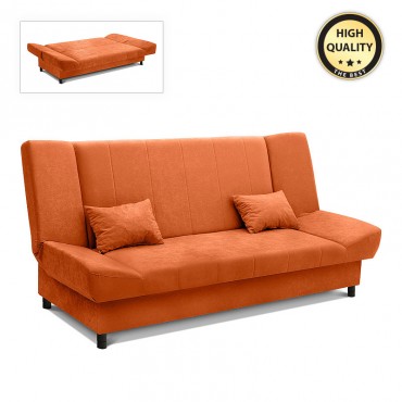 Kαναπές - κρεβάτι Tiko Plus Megapap τριθέσιος με αποθηκευτικό χώρο και ύφασμα σε κεραμιδί 200x90x96εκ.