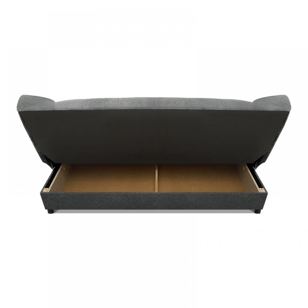 Kαναπές - κρεβάτι Tiko Plus Megapap τριθέσιος με αποθηκευτικό χώρο και ύφασμα σε σκούρο γκρι 200x90x96εκ.