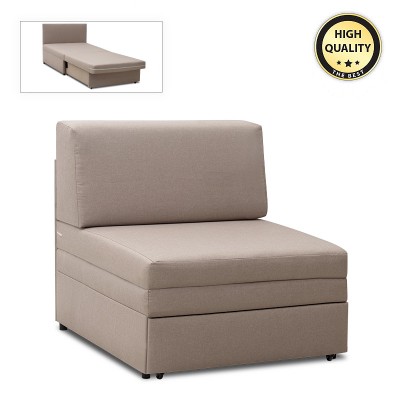 Πολυθρόνα - κρεβάτι Heaton Megapap υφασμάτινη χρώμα μπεζ 85x97x88εκ.
