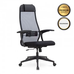 Καρέκλα γραφείου εργονομική Antonio Megapap με ύφασμα Mesh σε χρώμα μαύρο 66,5x70x111,8/133εκ.