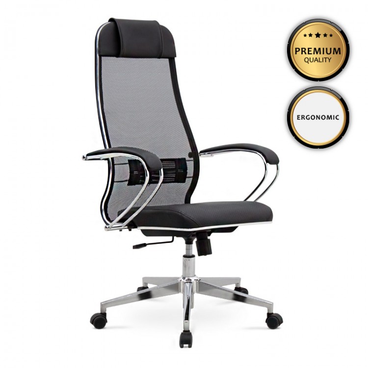Καρέκλα γραφείου εργονομική Dante Megapap με ύφασμα Mesh χρώμα μαύρο 66,5x70x111,8/133εκ.