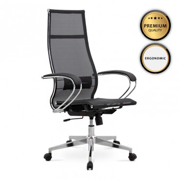 Καρέκλα γραφείου εργονομική Berta Megapap με ύφασμα Mesh σε χρώμα μαύρο 66,5x70x113,3/131εκ.