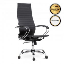 Καρέκλα γραφείου εργονομική Francy Megapap από τεχνόδερμα σε χρώμα μαύρο 66,5x70x113,3/131εκ.