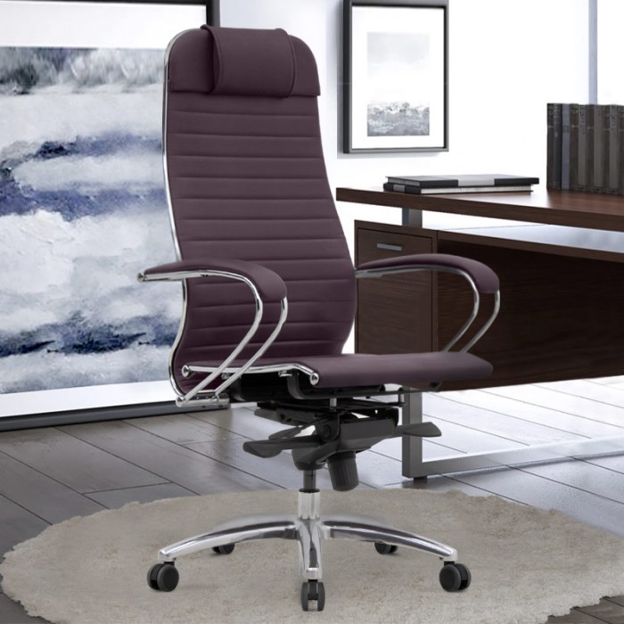 Καρέκλα γραφείου εργονομική Samurai-3 Megapap από τεχνόδερμα σε μπορντώ 70x70x124/134εκ.