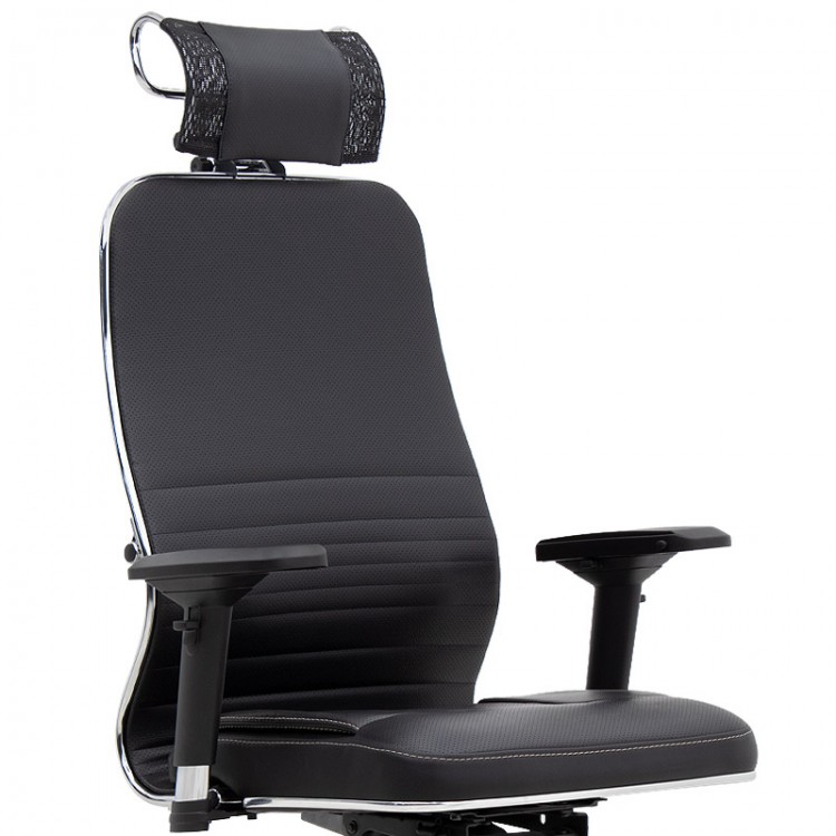 Καρέκλα γραφείου εργονομική Samurai-5 Megapap από τεχνόδερμα σε μαύρο 70x70x124/134εκ.