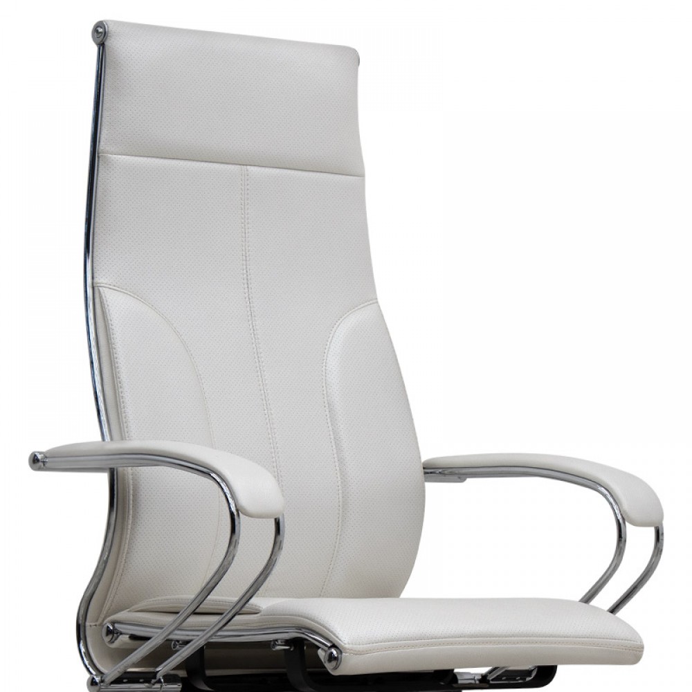 Καρέκλα γραφείου εργονομική Samurai-6 Megapap από τεχνόδερμα σε γυαλιστερό λευκό 70x70x124/134εκ.