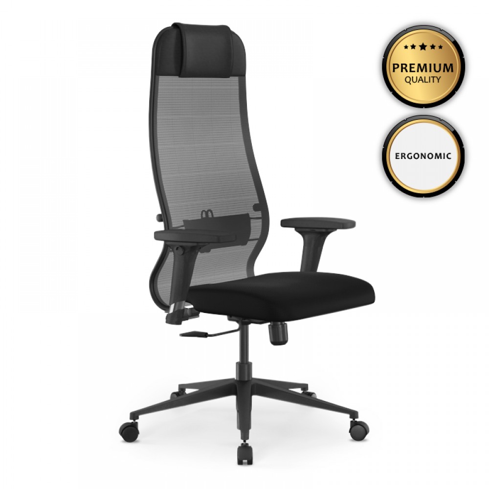 Καρέκλα γραφείου B1-111D Megapap εργονομική με διπλό ύφασμα Mesh χρώμα μαύρο 65x70x118/132εκ.