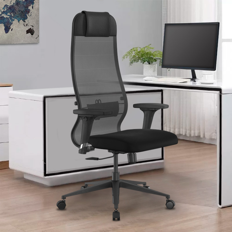 Office chair B1-111D Megapap ergonomic with double fabric Mesh color black 65x70x118/132cm.
