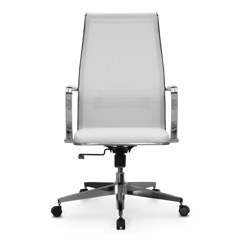 Office chair B2-163K Megapap ergonomic with Mesh fabric and PU leather color white 58x70x103/117cm.