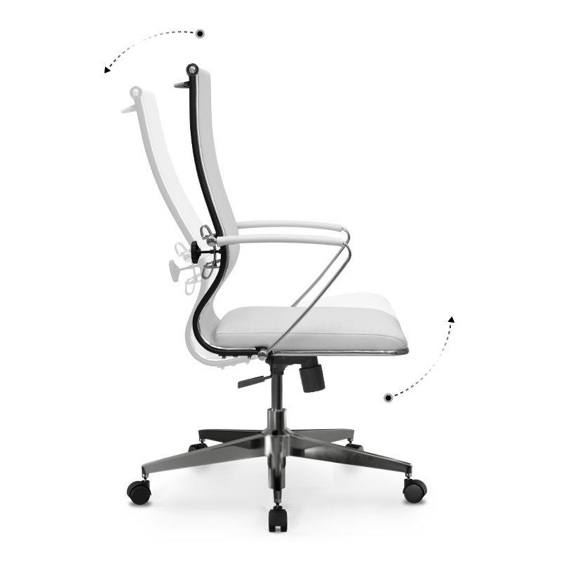 Office chair B2-163K Megapap ergonomic with Mesh fabric and PU leather color white 58x70x103/117cm.