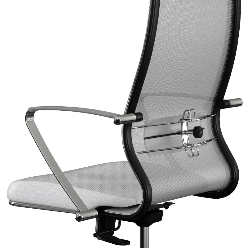 Office chair B2-163K Megapap ergonomic with Mesh fabric and PU leather color white 58x70x103/117cm.