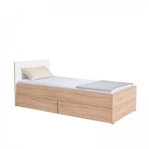 Κρεβάτι Plus Megapap μονόκλινο με αποθηκευτικό χώρο σε χρώμα sonoma - λευκό 90x190εκ.