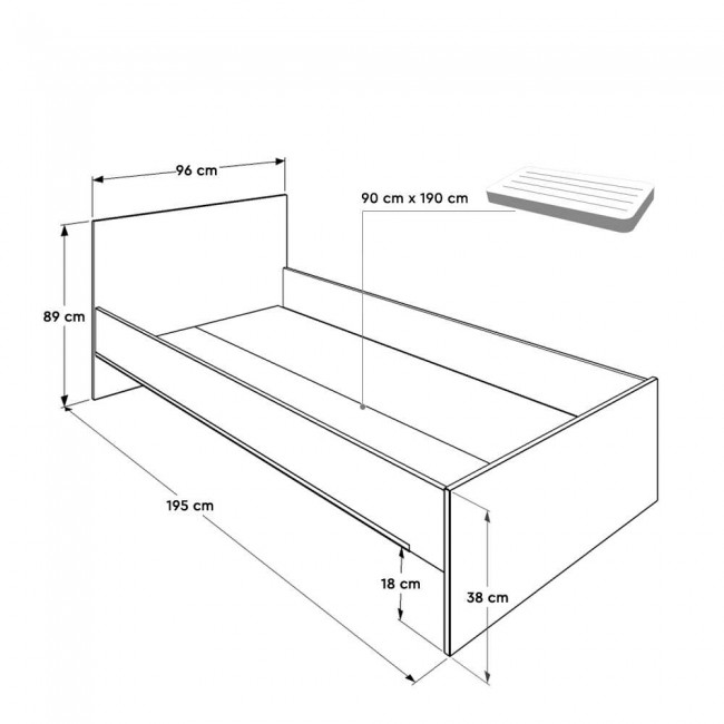 Κρεβάτι Modern Megapap μονό χρώμα sonoma 90x190εκ. Κρεβάτι Modern Megapap μονό χρώμα sonoma 90x190εκ.