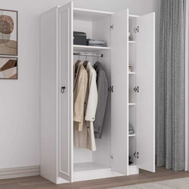 Hampton Megapap 3 doors melamine wardrobe in white color 103x52x185cm.