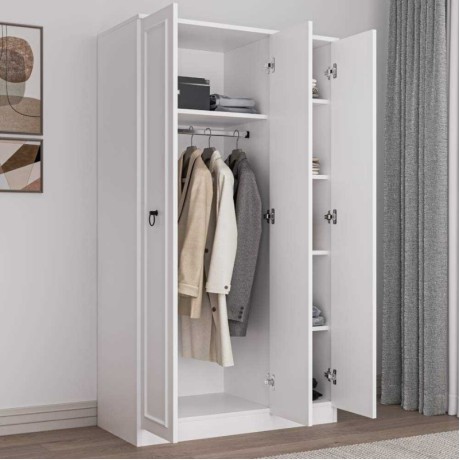 Hampton Megapap 3 doors melamine wardrobe in white color 103x52x185cm.