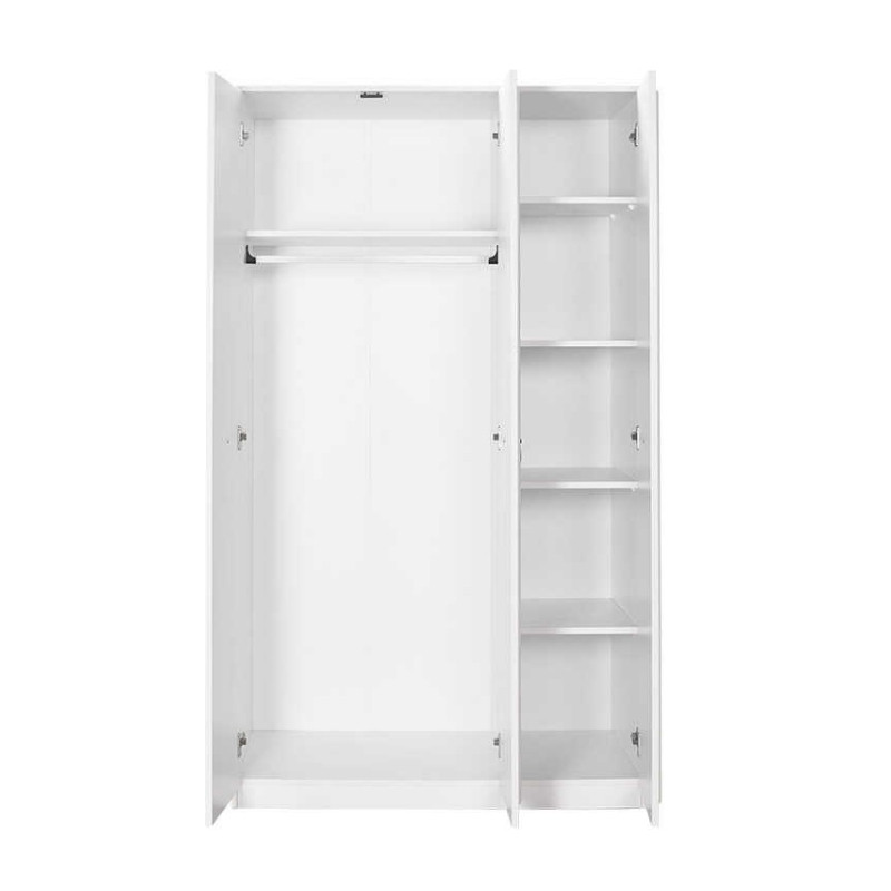 Hampton Megapap 3 doors melamine wardrobe in white color 103x52x185cm.
