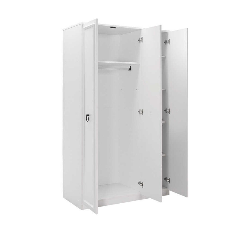 Hampton Megapap 3 doors melamine wardrobe in white color 103x52x185cm.