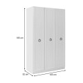 Hampton Megapap 3 doors melamine wardrobe in white color 103x52x185cm.