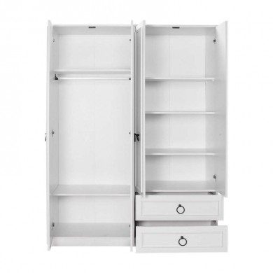 Hampton Megapap 4 doors melamine wardrobe in white color 140x52x185cm.