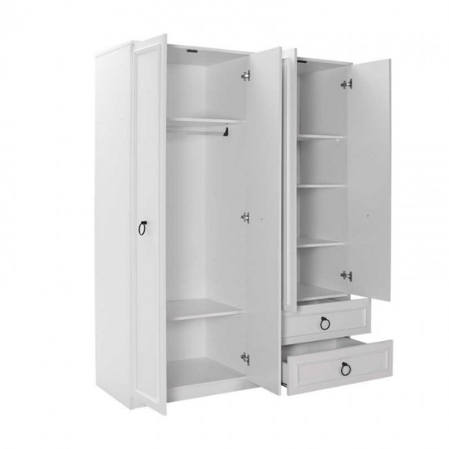 Ντουλάπα ρούχων Hampton Megapap τετράφυλλη χρώμα λευκό 140x52x185εκ.