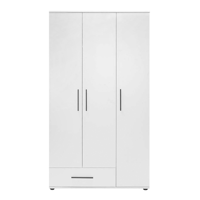 Bianco Megapap 3 doors melamine wardrobe in white color 103x52x187cm.