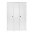 French Megapap 3 doors melamine wardrobe in white color 125x54x196cm.