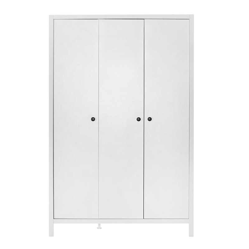 French Megapap 3 doors melamine wardrobe in white color 125x54x196cm.