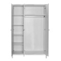 French Megapap 3 doors melamine wardrobe in white color 125x54x196cm.