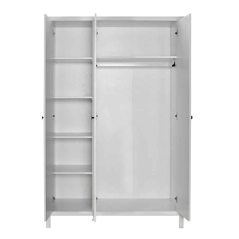 French Megapap 3 doors melamine wardrobe in white color 125x54x196cm.