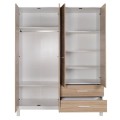 London Megapap 4 doors melamine wardrobe in oak - white color 159x52x202cm.