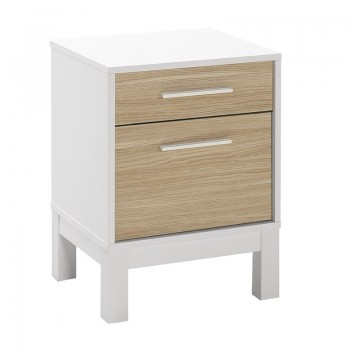 Κομοδίνο London Megapap χρώμα λευκό - oak 45x41x60εκ.