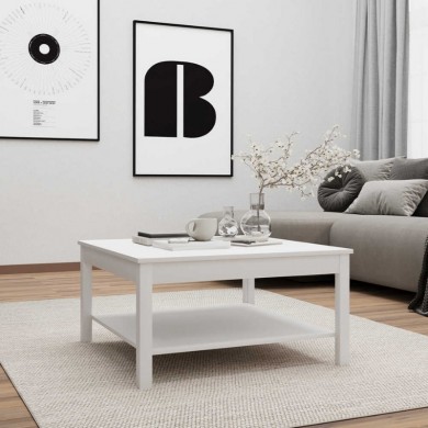 Rustic Megapap melamine coffee table in white color 80x80x40cm.