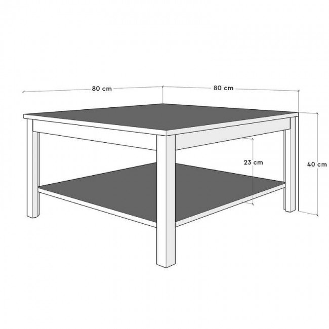 Τραπεζάκι σαλονιού Rustic Megapap χρώμα λευκό 80x80x40εκ.