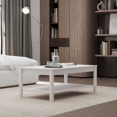 Rustic Megapap melamine coffee table in white color 103x60x40cm.