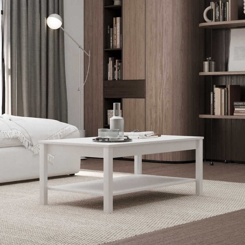 Rustic Megapap melamine coffee table in white color 103x60x40cm.