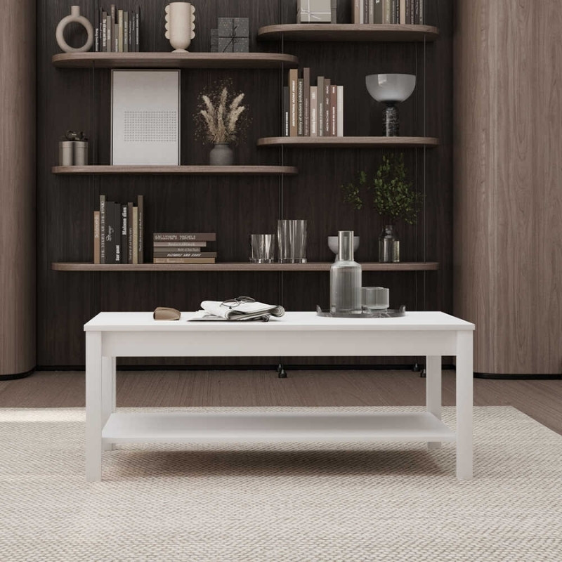 Rustic Megapap melamine coffee table in white color 103x60x40cm.