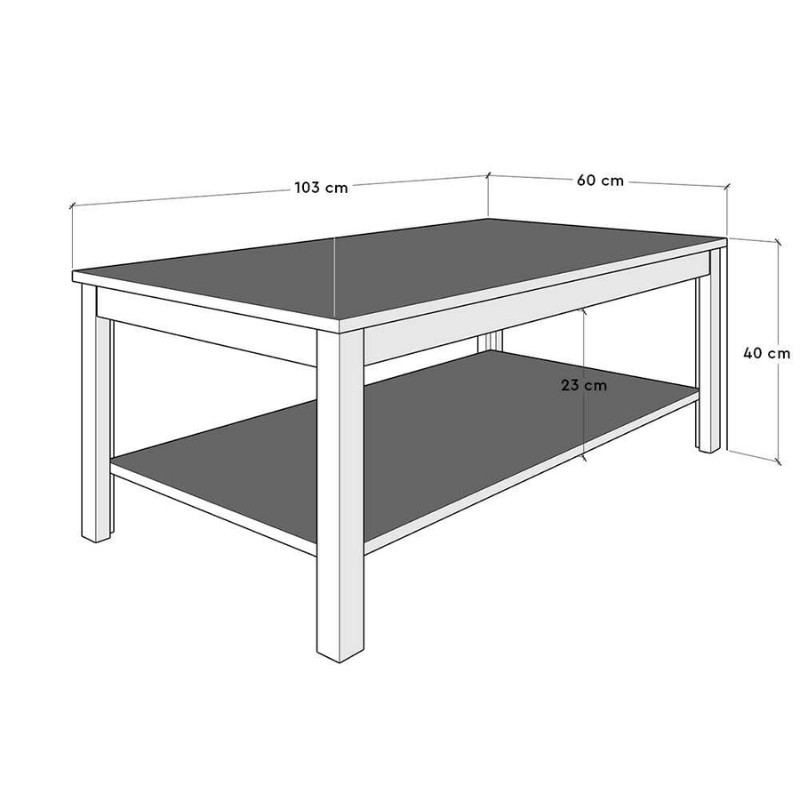 Rustic Megapap melamine coffee table in white color 103x60x40cm.